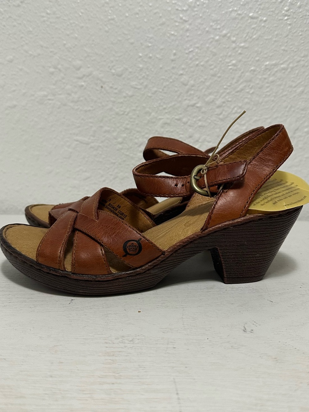 Born Brown Leather Strappy Heeled Sandals women
